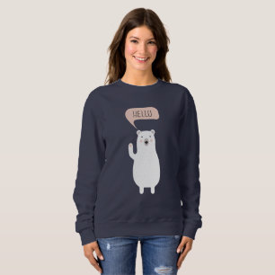 Sweatshirt Joli ours polaire dans la neige dit bonjour