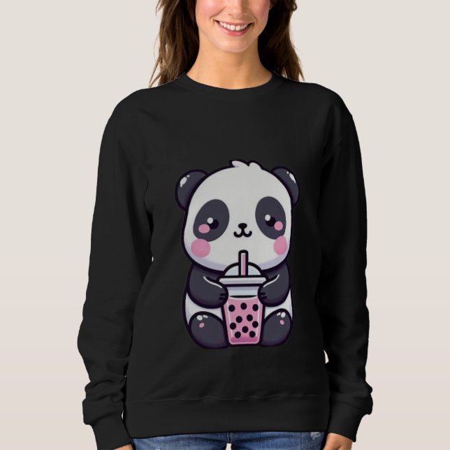 Sweatshirt Joli Panda Décontracté de Dessin Animé – Panda Kaw (Devant)
