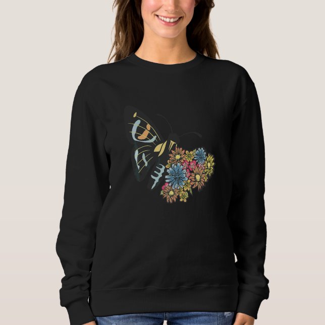 Sweatshirt Joli Papillon Avec Papillon Et Fleurs Et Floral (Devant)