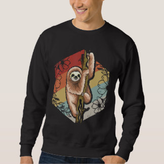 Sweatshirt Joli Paresseux Fleurs Rétro Vintage