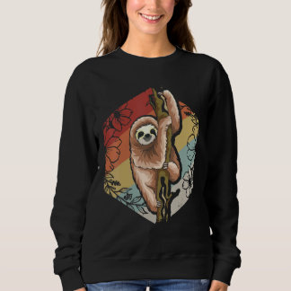 Sweatshirt Joli Paresseux Fleurs Rétro Vintage