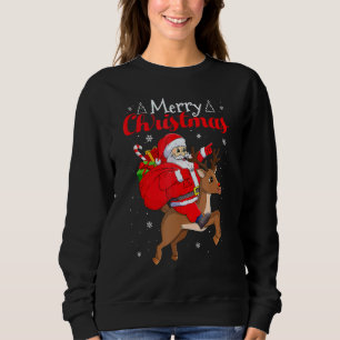 Sweatshirt Joli Père Noël équitation Rindeer Xmas Enfants G