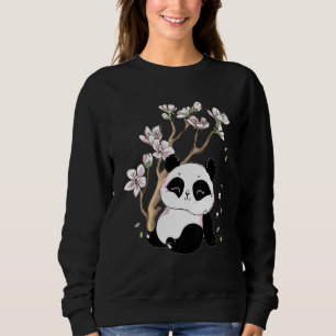 Sweatshirt Joli Petit Panda Avec Fleurs Sur L'Arbre