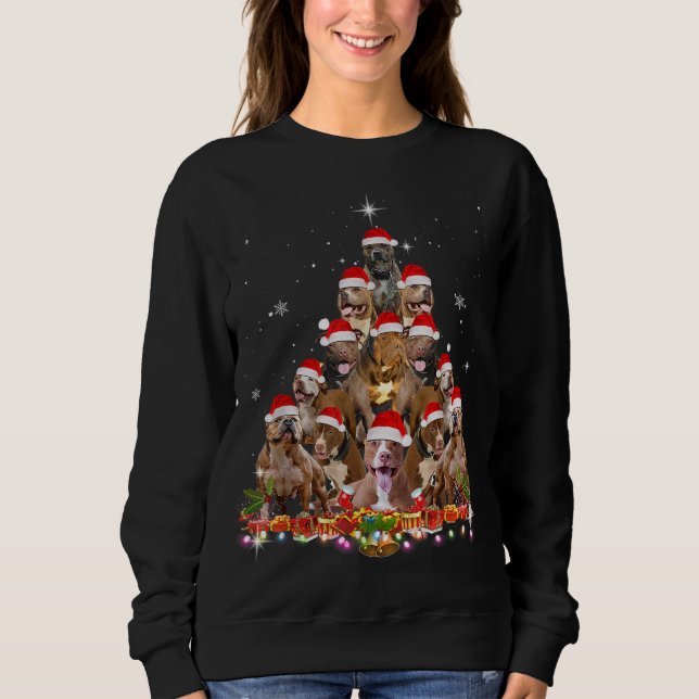 Sweatshirt Joli Pitbull sapin de Noël Chien Père Noël Xmas Te (Devant)