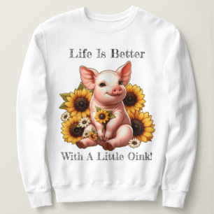 Sweatshirt Joli Porcelet Entouré de Tournesols