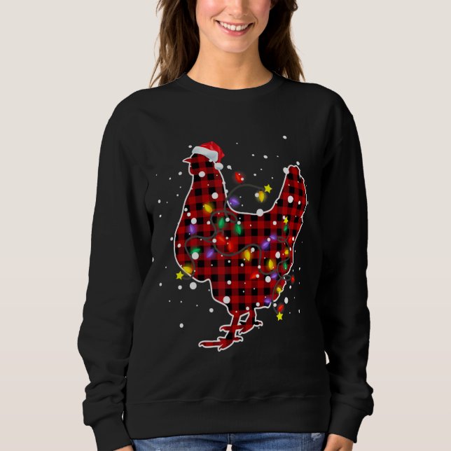 Sweatshirt Joli Poulet Rouge Plaid Christma (Devant)