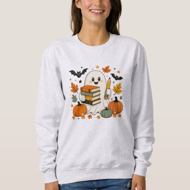 Sweatshirt Joli professeur fantôme Halloween automne école  (Devant)
