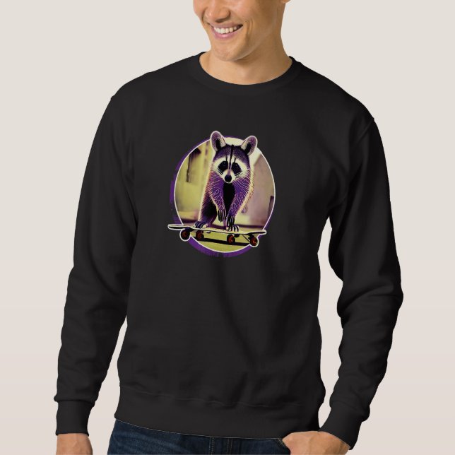 Sweatshirt joli Raton laveur sur un skateboard (Devant)