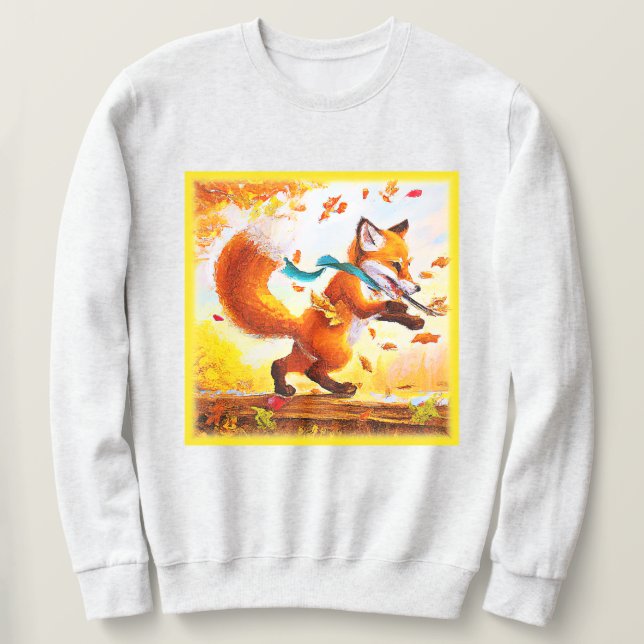 Sweatshirt Joli Renard Rouge dans la peinture de saison d'aut (Design devant)