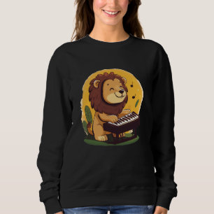 Sweatshirt Joli roi lion au piano pour une tenue à l'ambiance