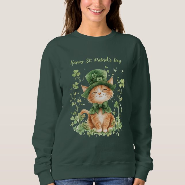 Sweatshirt Joli sweat-shirt de chat pour la Saint-Patrick  (Devant)