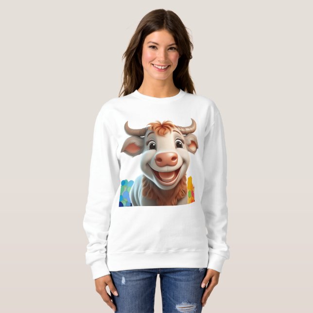 Sweatshirt Joli taureau souriant (Devant entier)
