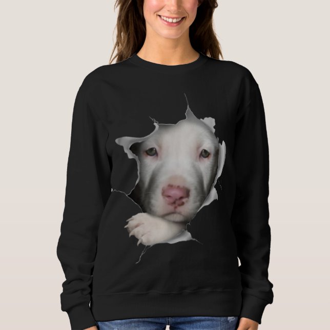 Sweatshirt Joli Visage Pitbulle Blanc À L'Intérieur De Moi (Devant)