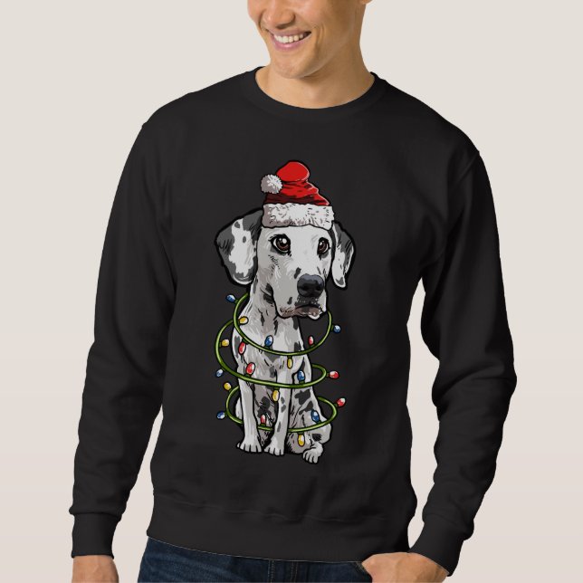 Sweatshirt Jolie Dalmatie Père Noël Noël Arbre Lumières Noël (Devant)