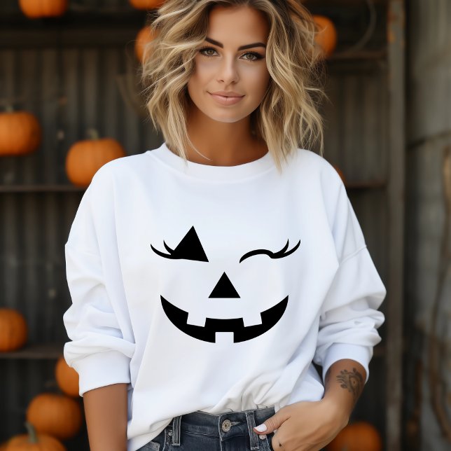 Sweatshirt Jolie fille Jack-o'-lantern Citrouille face Hallow (Pretty Girly Jack O Lantern Pumpkin Face Halloween Sweatshirt)