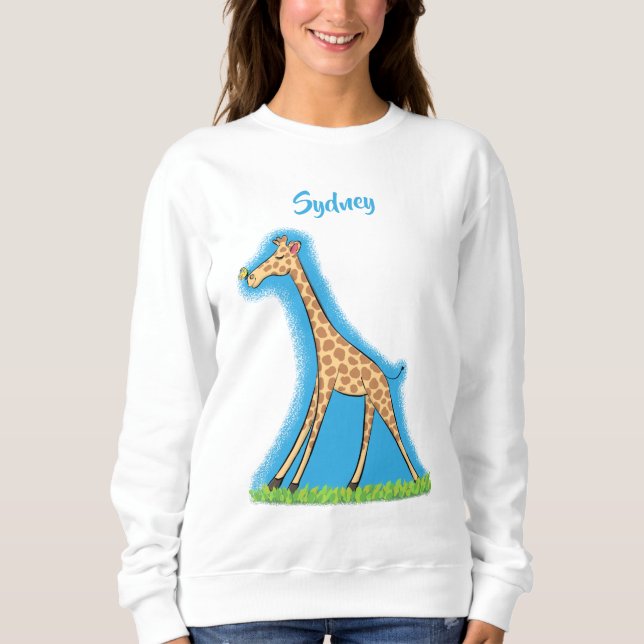 Sweatshirt Jolie girafe avec dessin animé de papillon (Devant)