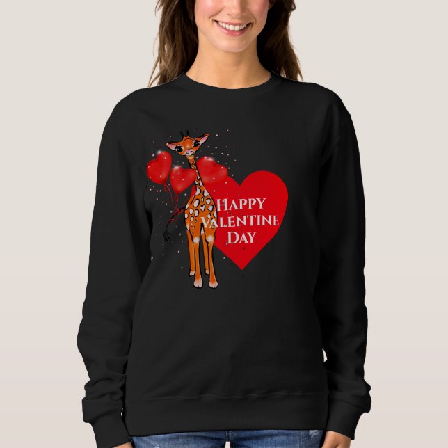Sweatshirt Jolie girafe de Saint-Valentin avec ballons de coe (Devant)
