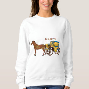 Sweatshirt Jolie illustration de cheval et de calèche royale