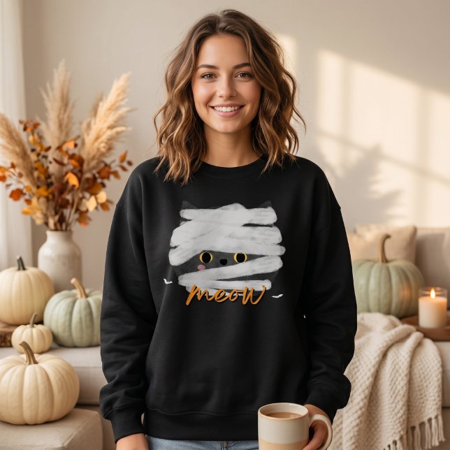 Sweatshirt Jolie Mummy Chat Miaou Halloween (Créateur téléchargé)