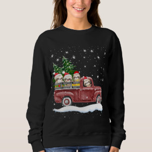 Sweatshirt Jolies fentes avec Camion Rouge Drôle Noël