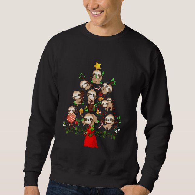 Sweatshirt Jolies fentes de Noël Lumières Arbre Joyeux fentes (Devant)