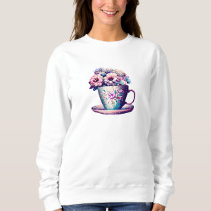 Sweatshirt Jolies fleurs dans de la porcelaine de théière