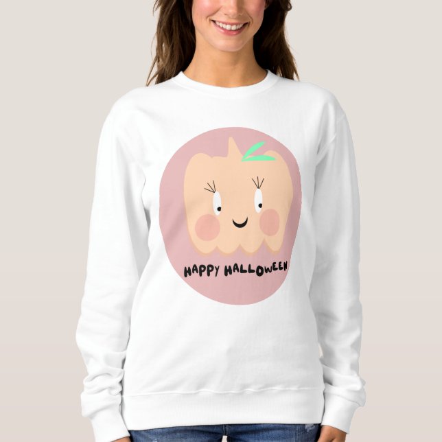 Sweatshirt Jolies lettres rétro de citrouille Joyeux Hallowee (Devant)