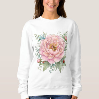 Sweatshirt Jolis insectes de jardin Art aquarelle paeonie