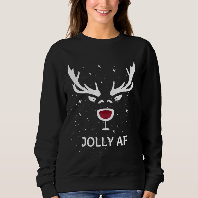 Sweatshirt Jolly Af Christmas Wine Joke (Devant)
