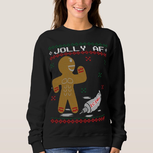 Sweatshirt Jolly AF Gingerbread Homme Body Builder (Devant)