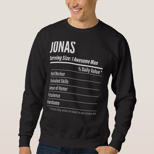 Sweatshirt Jonas Taille du service Nutrition Étiquette Calori (Devant)