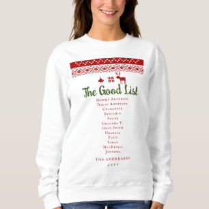 Sweatshirt Jote bonne liste Sweater de Noël Rouge Nordic Fami