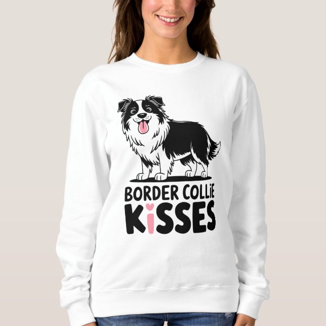 Sweatshirt Jote Bordure Collie Baisers Cartoon Amoureux des c (Devant)