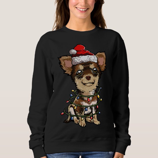 Sweatshirt Jote Chihuahua Père Noël Feux de Noël Joyeux Noël (Devant)
