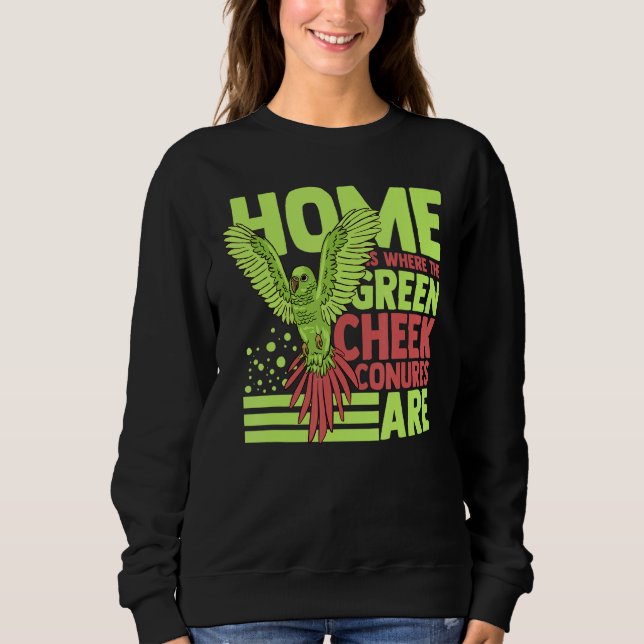 Sweatshirt Joue verte Conure Drôle Animaux mignons Oiseaux (Devant)