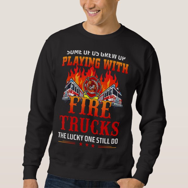 Sweatshirt Jouer Avec Des Camions D'Incendie (Devant)
