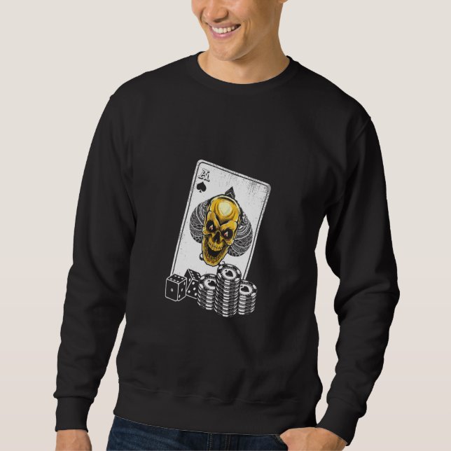 Sweatshirt Jouer Cartes Poker Crâne Joueur Joueur Joueur (Devant)