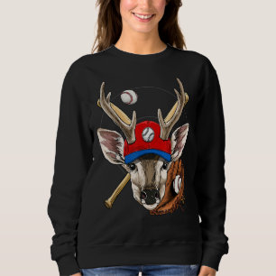 Sweatshirt Joueur de baseball Cerf Lanceur Receveur Entraîneu