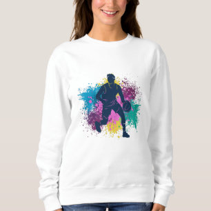 Sweatshirt Joueur de basket-ball Grungy Couleurs Splashes