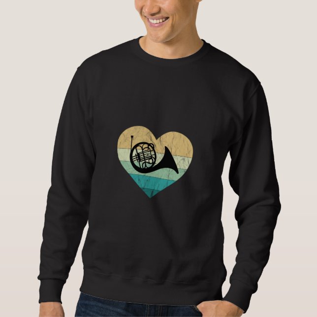 Sweatshirt Joueur de cor d'harmonie aime le cor français (Devant)