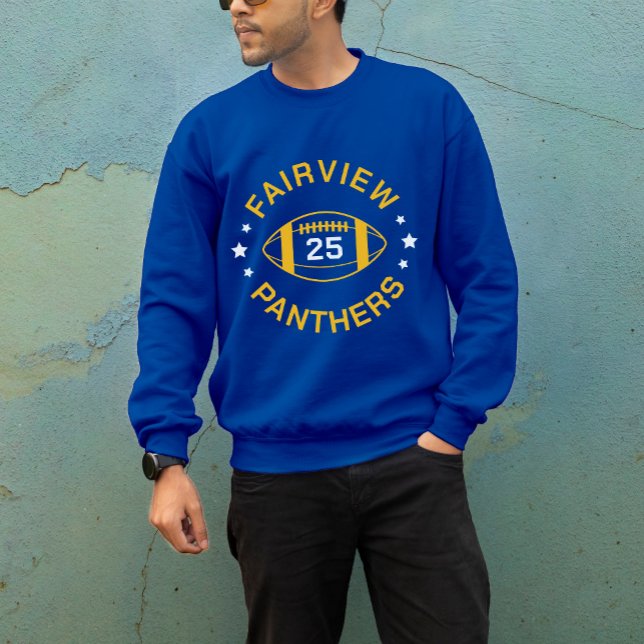 Sweatshirt Joueur de football bleu et or Jersey Numéro (Créateur téléchargé)