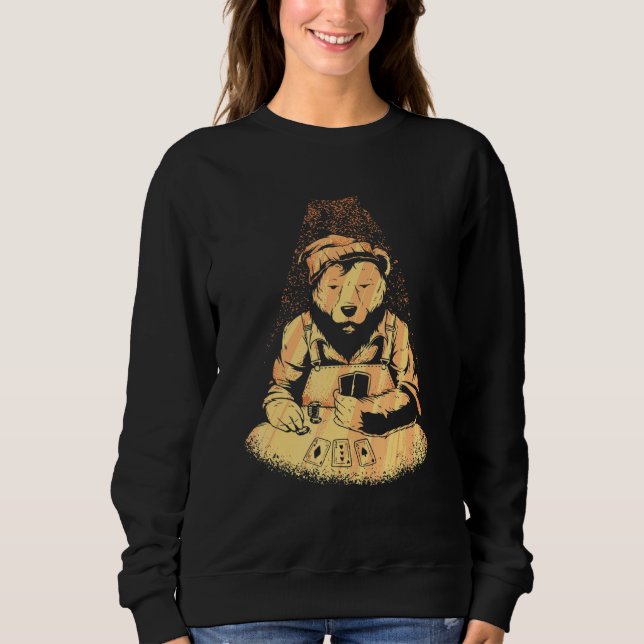 Sweatshirt Joueur de Poker Ours Jouer Cartes Lucky Joueur Cas (Devant)