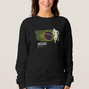 Sweatshirt Joueur de rugby Brésil Drapeau Sports Balle Rugby