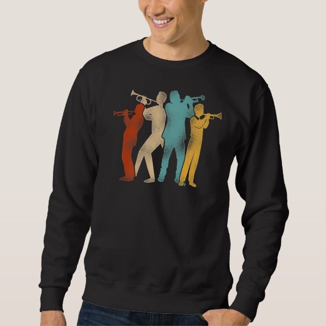 Sweatshirt Joueur de trompette Retro Vintage (Devant)