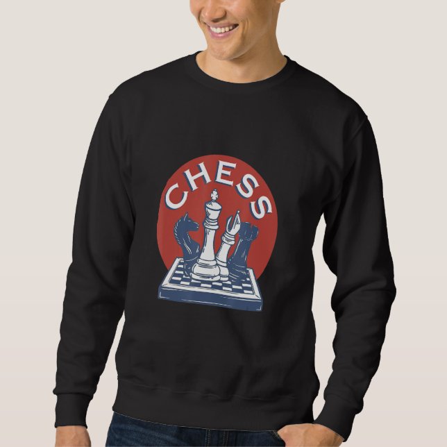 Sweatshirt Joueur d'échecs style rétro (Devant)