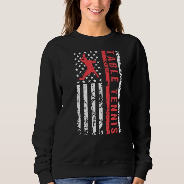 Sweatshirt Joueur du drapeau américain Cool de tennis de tabl (Devant)
