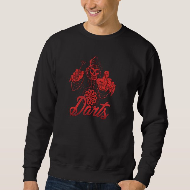 Sweatshirt Joueur fléchettes mort Squelette fléchette Flèche  (Devant)