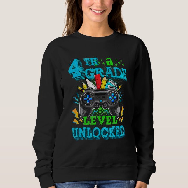 Sweatshirt Joueur vidéo déverrouillé de 4e année Garçons Reto (Devant)