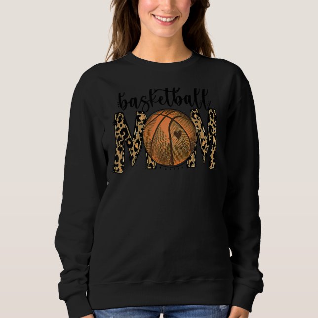 Sweatshirt Jour de la maman de basket-ball Leopard blanchi (Devant)