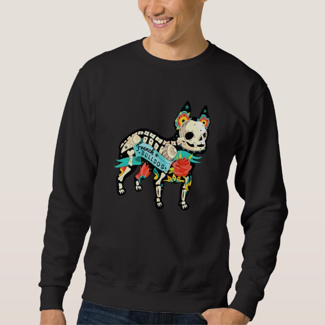 Sweatshirt Jour De La Mort Tatouage Inspiré Chien Français Bu (Devant)